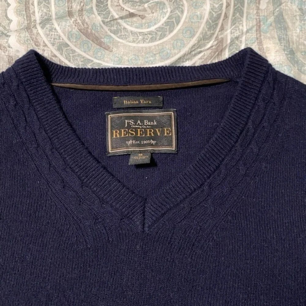 Jos A Bank‎ Reserve Italian Yarn Sweater Men’s Size Medium Navy